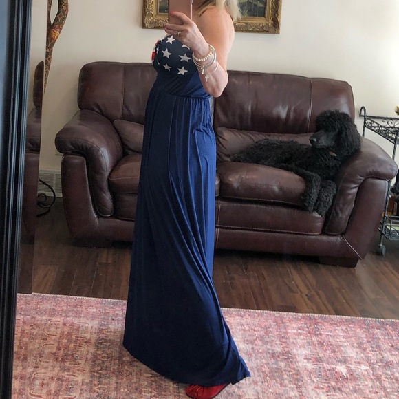American flag maxi dress strapless full skirt - Picture 2 of 7
